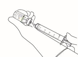 A drawing of a hand holding a syringe and a vial

Description automatically generated